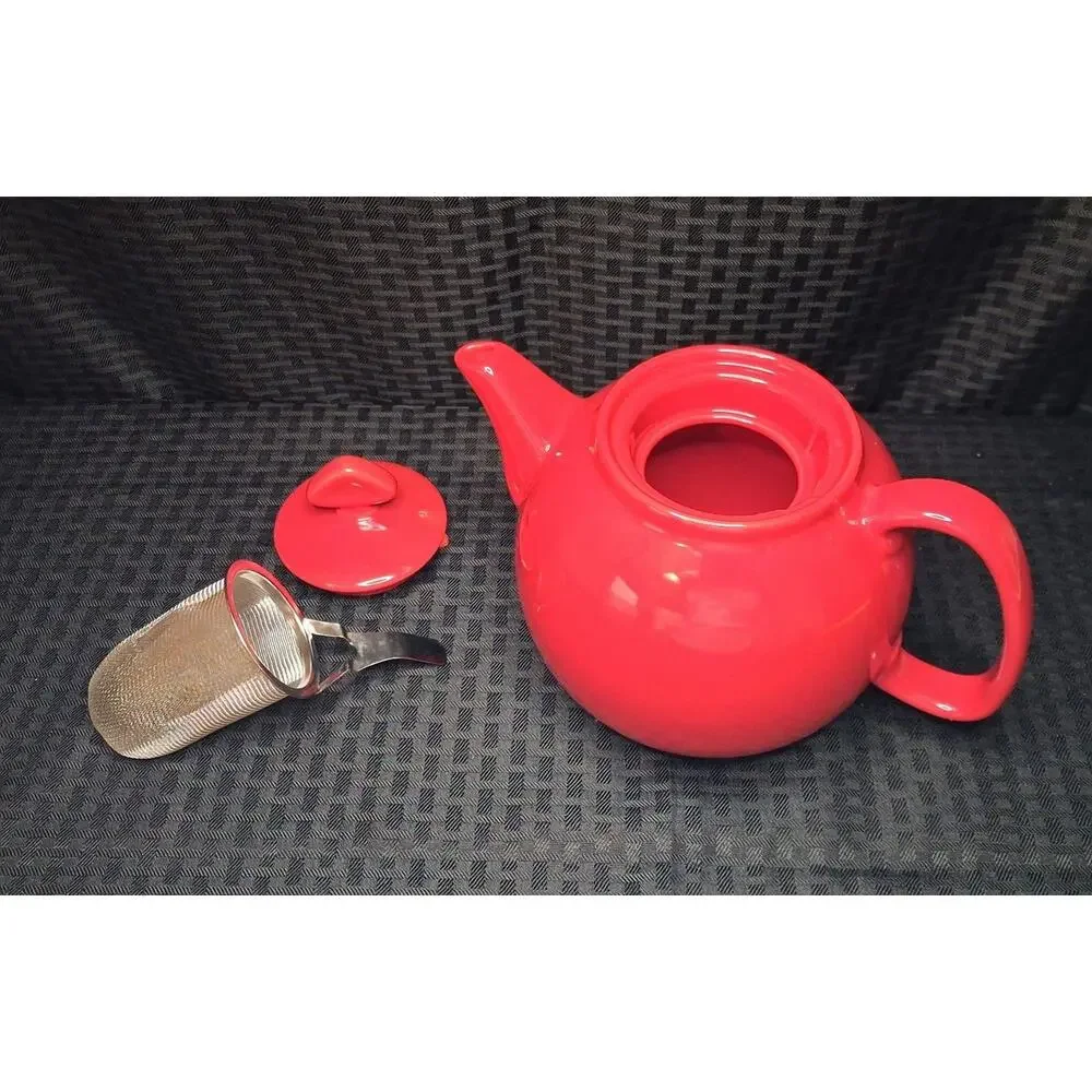 VTG CHANTAL 1.5 QT CERAMIC STONEWARE RED TEAPOT 92-TP13/I EUC